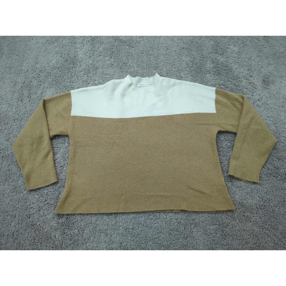 J Crew Sweater Womens XXL‎ Beige Color Block Long Sleeve Extra Soft